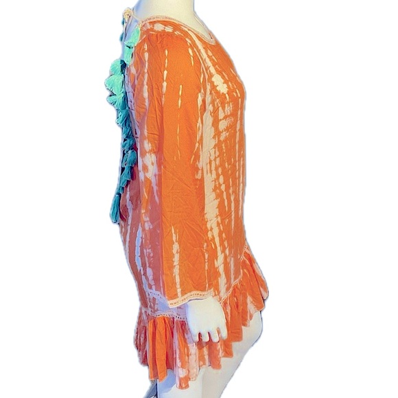 Anthropologie Boho Swim Coverup Dress Crochet Bell Sleeves Oversized Size S/M - Picture 8 of 9